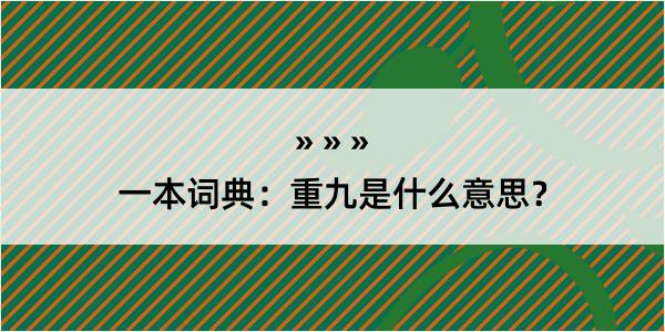 一本词典：重九是什么意思？