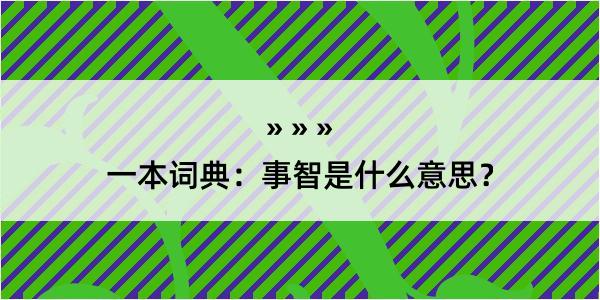 一本词典：事智是什么意思？