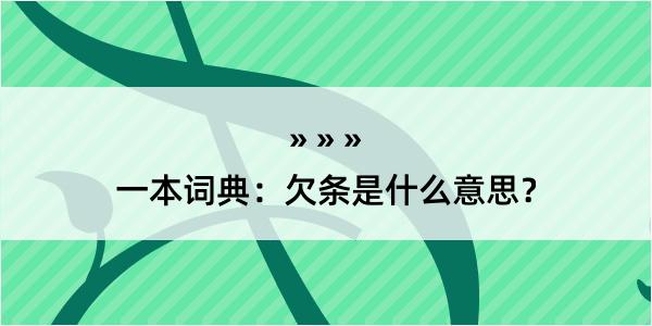 一本词典：欠条是什么意思？