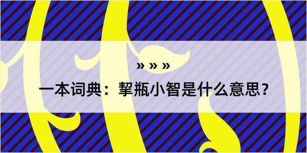 一本词典：挈瓶小智是什么意思？