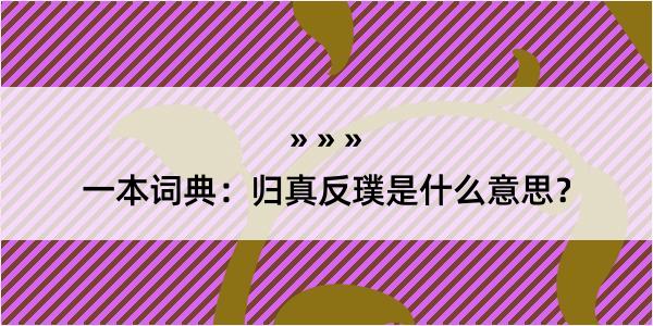 一本词典：归真反璞是什么意思？