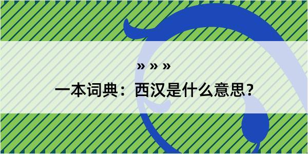 一本词典：西汉是什么意思？