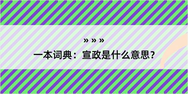 一本词典：宣政是什么意思？