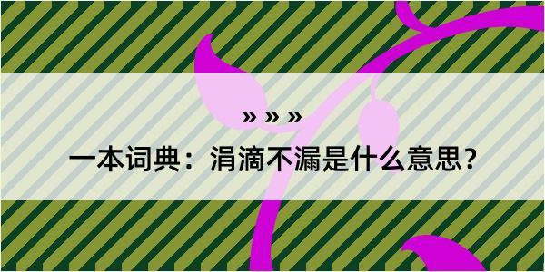 一本词典：涓滴不漏是什么意思？