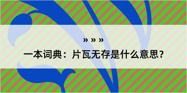 一本词典：片瓦无存是什么意思？