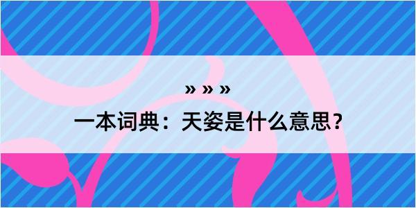 一本词典：天姿是什么意思？