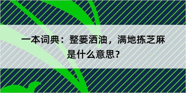 一本词典：整篓洒油，满地拣芝麻是什么意思？