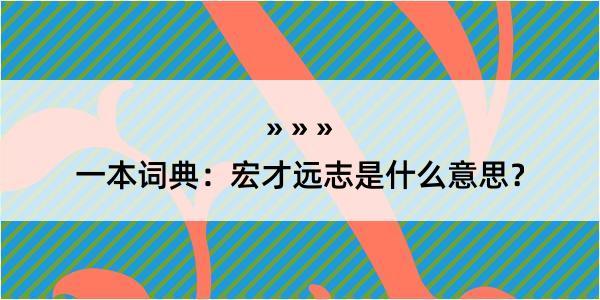 一本词典：宏才远志是什么意思？