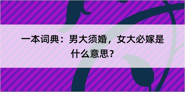 一本词典：男大须婚，女大必嫁是什么意思？