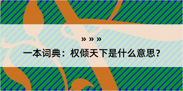 一本词典：权倾天下是什么意思？