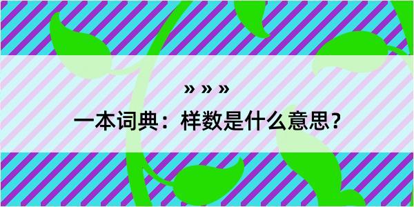 一本词典：样数是什么意思？