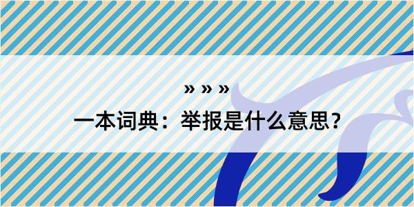 一本词典：举报是什么意思？