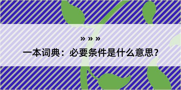 一本词典：必要条件是什么意思？