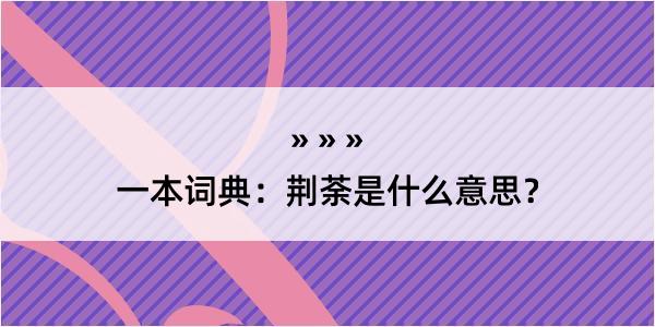 一本词典：荆荼是什么意思？