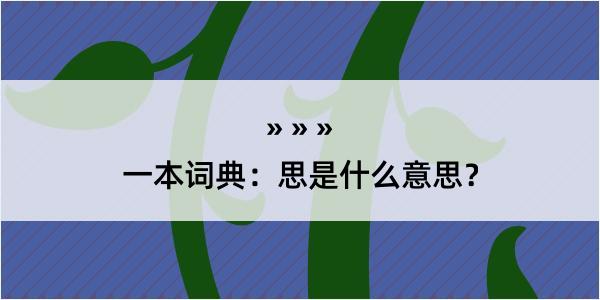 一本词典：思是什么意思？