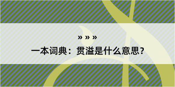 一本词典：贯溢是什么意思？