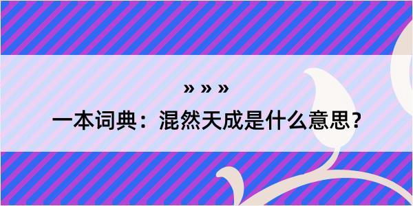 一本词典：混然天成是什么意思？