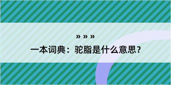 一本词典：驼脂是什么意思？