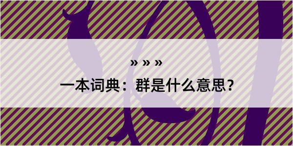 一本词典：群是什么意思？