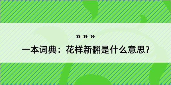 一本词典：花样新翻是什么意思？