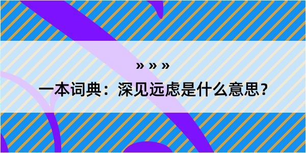 一本词典：深见远虑是什么意思？