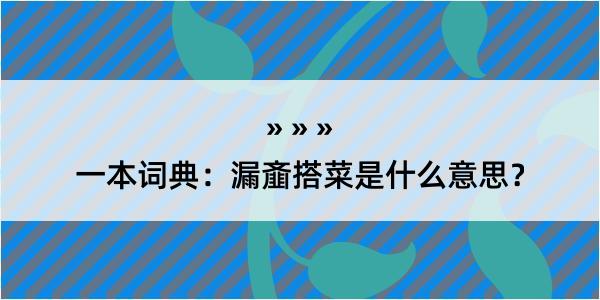 一本词典：漏齑搭菜是什么意思？