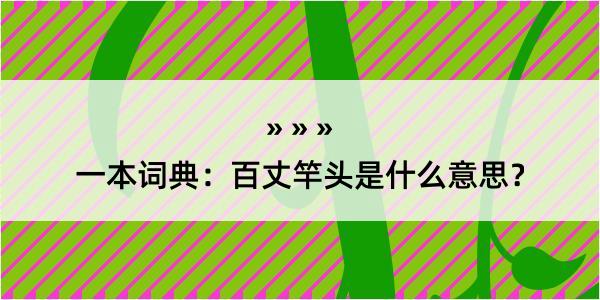 一本词典：百丈竿头是什么意思？