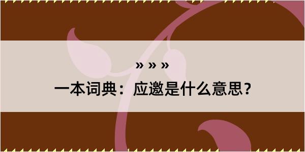 一本词典：应邀是什么意思？