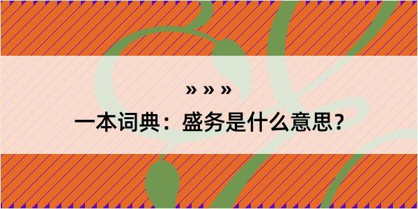 一本词典：盛务是什么意思？