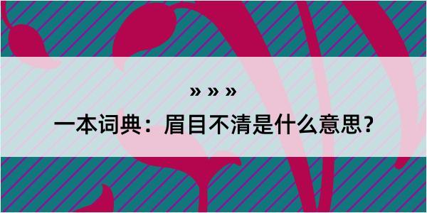 一本词典：眉目不清是什么意思？