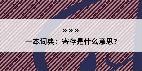 一本词典：寄存是什么意思？