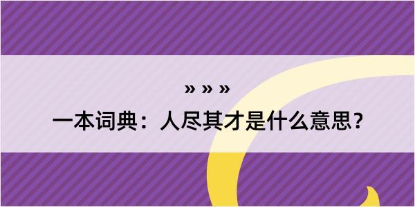 一本词典：人尽其才是什么意思？