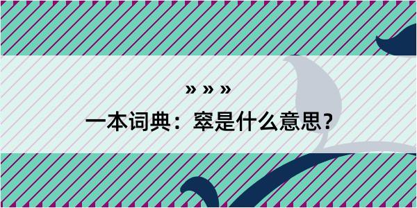 一本词典：窣是什么意思？