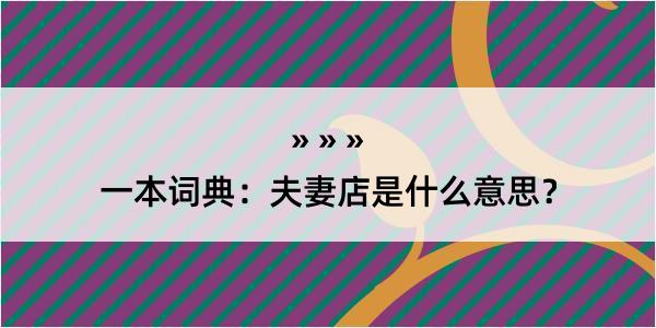 一本词典：夫妻店是什么意思？