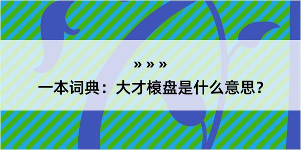 一本词典：大才榱盘是什么意思？