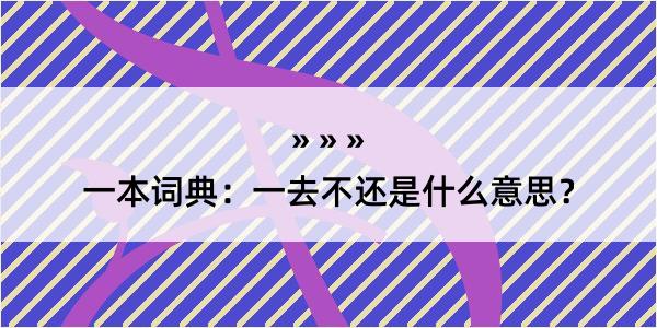 一本词典：一去不还是什么意思？