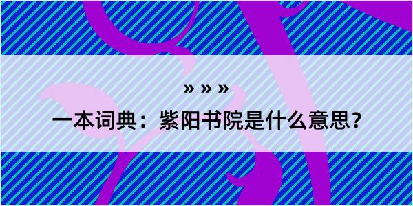 一本词典：紫阳书院是什么意思？