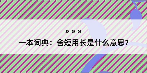 一本词典：舍短用长是什么意思？