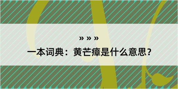 一本词典：黄芒瘴是什么意思？