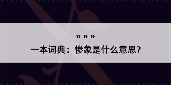 一本词典：惨象是什么意思？