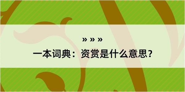 一本词典：资赏是什么意思？