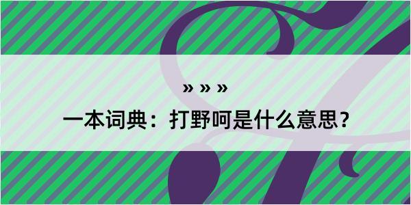 一本词典：打野呵是什么意思？