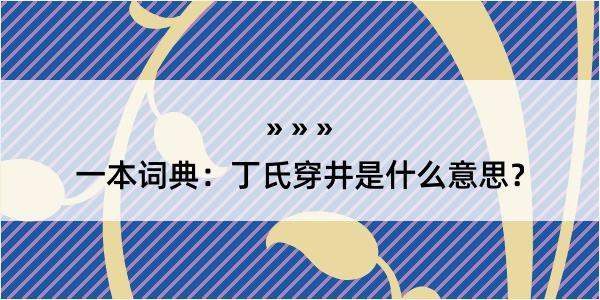 一本词典：丁氏穿井是什么意思？