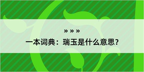 一本词典：瑞玉是什么意思？