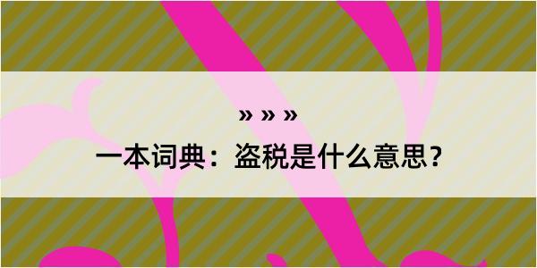 一本词典：盗税是什么意思？