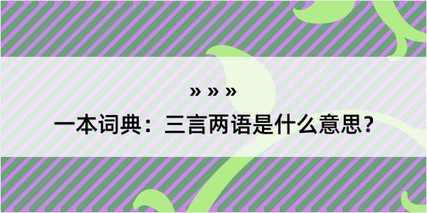 一本词典：三言两语是什么意思？