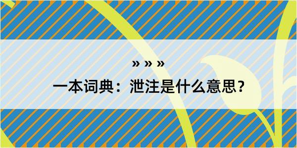 一本词典：泄注是什么意思？