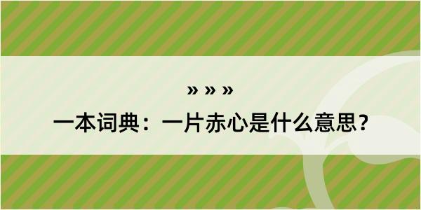 一本词典：一片赤心是什么意思？