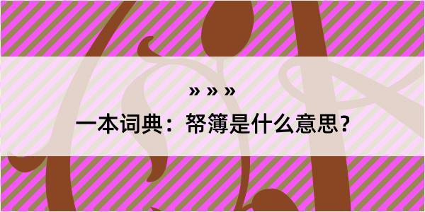 一本词典：帑簿是什么意思？