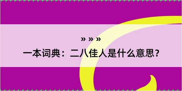 一本词典：二八佳人是什么意思？